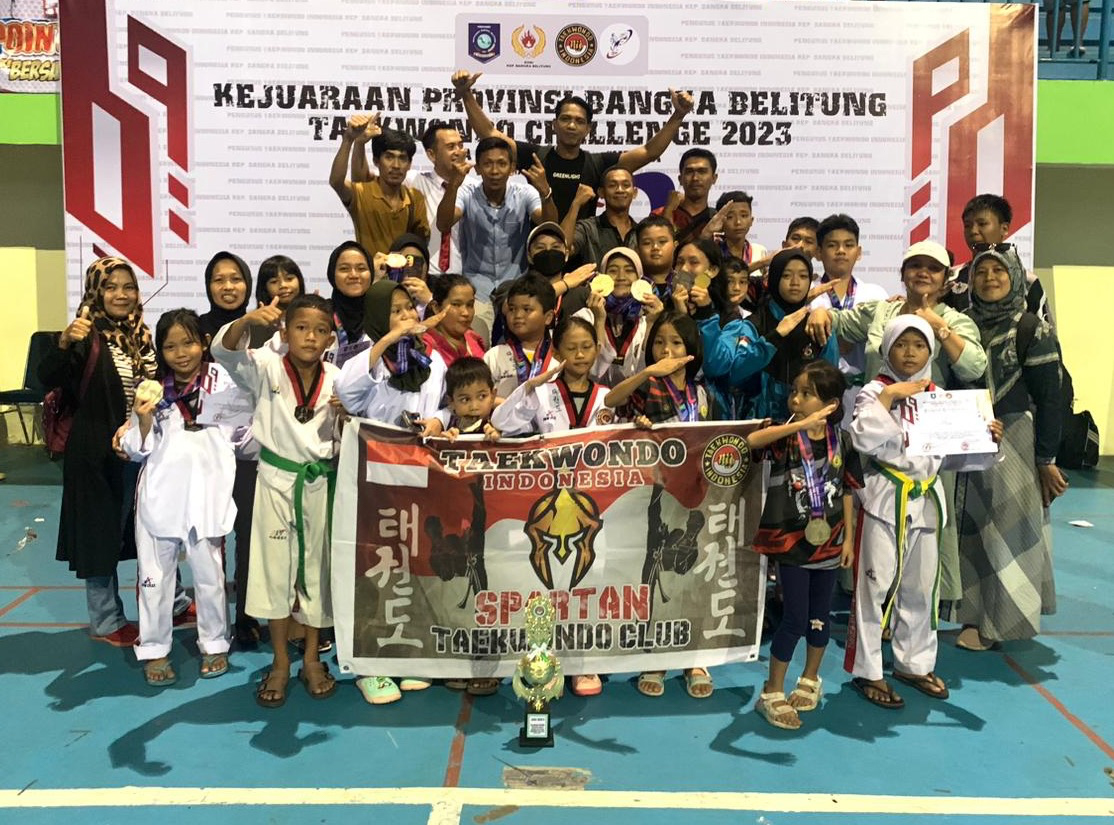 JUARA UMUM! Atlet Spartan Lanud ASH Taekwondo Club Bersinar di Kejurprov Taekwondo Bangka Belitung 2023