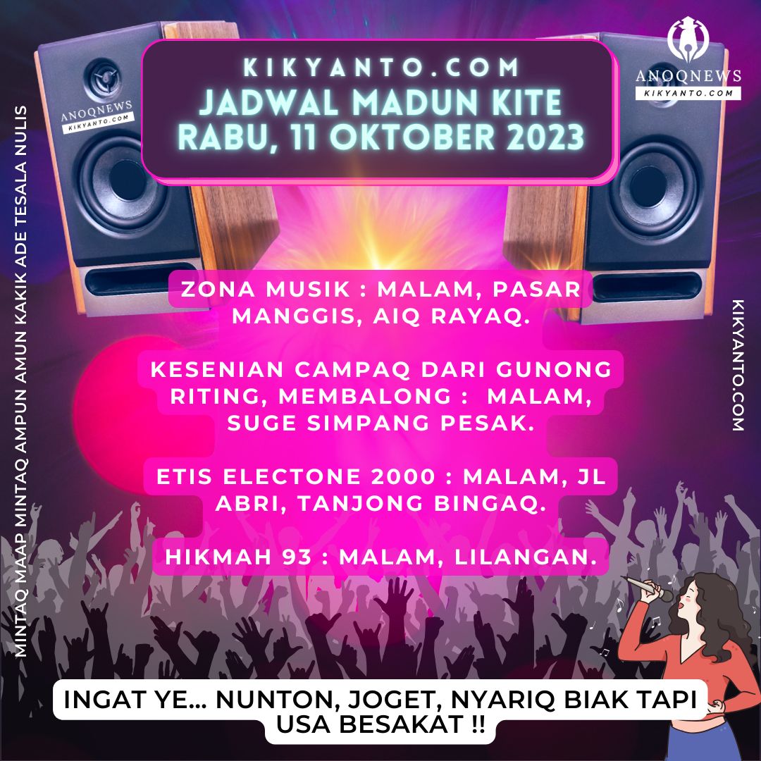 Jadwal Musik Belitung (Jadwal Madun Kite), Rabu 11 Oktober 2023