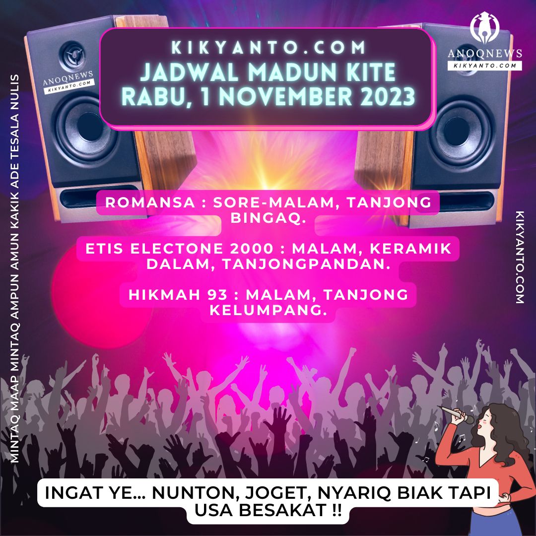 Jadwal Musik Belitung (Jadwal Madun Kite), Rabu 1 November 2023