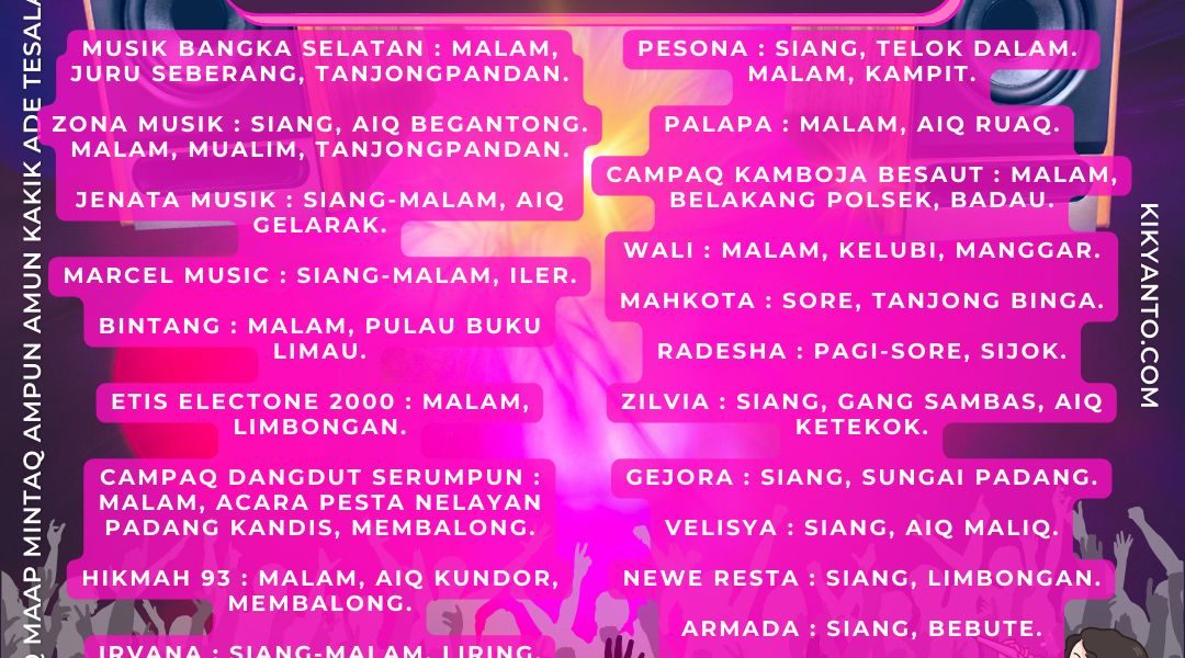 Jadwal Musik Belitung (Jadwal Madun Kite), Minggu 26 November 2023